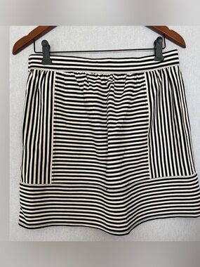 Madewell Striped Black and White A-Line Skirt